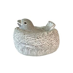 Isabel Bloom Bird In A Nest Cement Figurine Cast Concrete Gray Vintage Retired